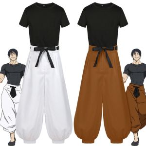 MEEU Short Wig Toji Fushiguro Cosplay Costume Black Anime Jujutsu Kaisen Kaisen Cosplay Costume Sleeve Top Pants Suit Cool Jujutsu Kaisen Cosplay Costume Party