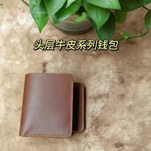 Ready Stock Ultra-thin Handmade Man Genuine Leather Wallet Holder Card Purse Crazy Horse Skin Short Wallets