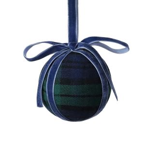 GAOSU Lightweight Plaid Christmas Ball Shatterproof Design Velvet Ribbon Holiday Hanging Decor Festival Gift Item British Style Foam Xmas Bauble Tree Embellishment