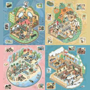 CREATIVE PAVILION Giảm căng thẳng Miếng dán phong cảnh xếp chồng 3D Cảnh nhà hàng Hoạt hình Đề can cảnh tự làm Sáng Tạo Sổ lưu niệm Nhãn dán làm cảnh quan Dành cho trẻ em