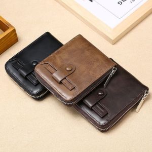 CRNGW External Men Short Wallet Solid Color Multifunctional Business Card Bag Casual Multi-card Slot Male Wallet Man