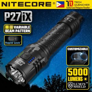 Nitecore P27iX Flashlight - 5000 Lumens - Customizable - 5500mAh Battery - Lock Switch - USB-C - IP68 - Lumin Shield