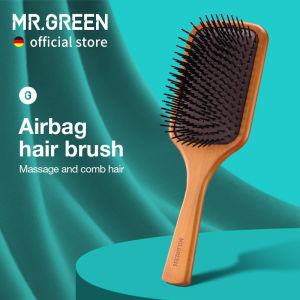 MR.GREEN Hair Brush Natural Maple Wide Board Massage Scalp Comb Air Cushion Anti-Static Detangle Brush For Curly Long Hair Both Women Men