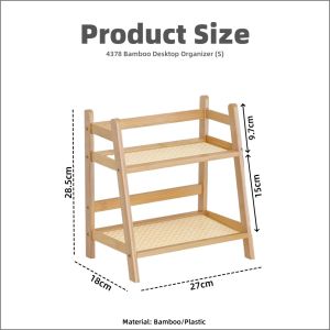 【PLAYFUL】Table Storage Rack Rak Buku Almari 2 Layer Bamboo Wooden Kitchen Storage Rack Display Rack