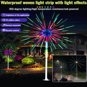 Intelligent Phantom Fireworks Light Strip USB Fireworks Strip Light RGB Firework Lights LED Firework Light With Remote Control For Christmas  Garden Decoration