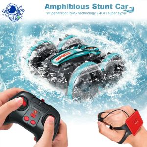 Mainan Anak Mobil Remote Control Sensor Tangan 2in1 Amfibi USB Mengisi Mobil Akrobat Remote Control Mobil