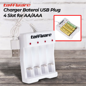 fx - store - Charger baterai USB plug 4 slot AA dan AAA LED indikator Fast charge