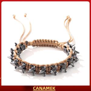 Miễn phí vận chuyển✨ Punk hip hop phong cách người đàn ông của handmade dệt hợp kim Keel Vòng đeo tay có thể điều chỉnh kích thước tay phụ kiện