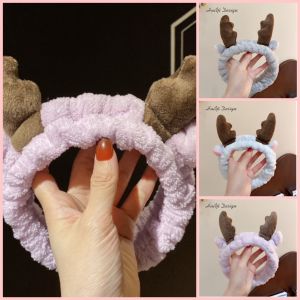 Băng đô rửa mặt bờm cài tóc turban dễ thương tai thỏ mèo tuần lộc gấu vải nhung nơ cho nam nữ FX56