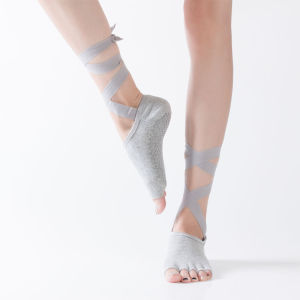 Summer New Cross Band Yoga Socks Breathable Anti Slip Sweat Absorbing Expose Toe Dance Pilates Yoga Socks