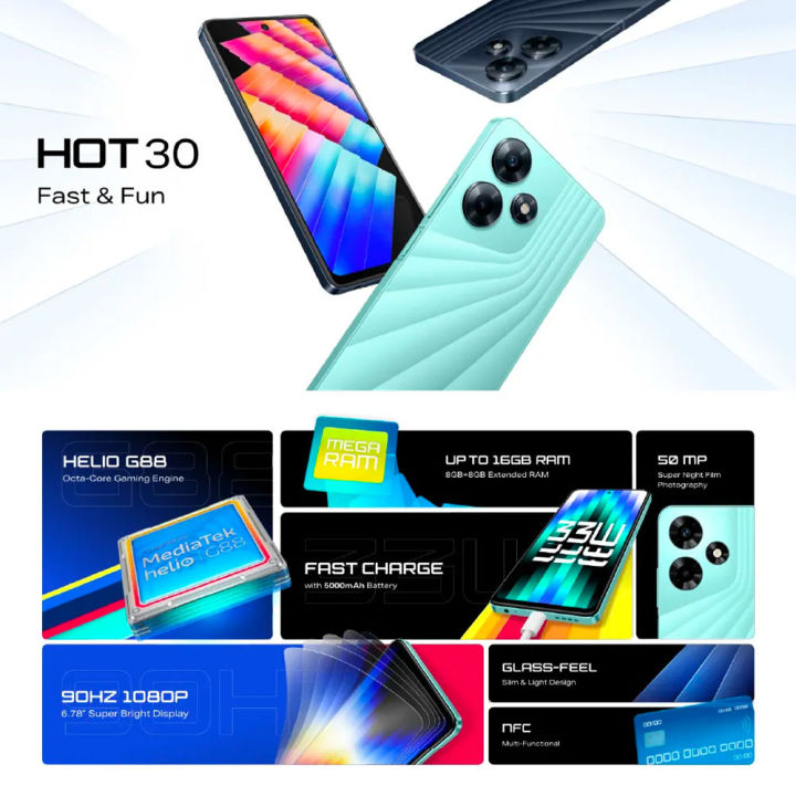 Infinix HOT 30 Smartphone | 8GB+256GB | Helio G88 | 6.78” FHD+ 90Hz ...