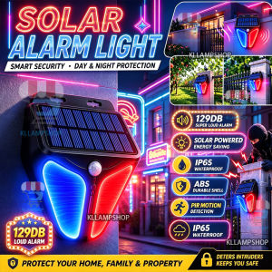 129dB Solar Alarm Light for Outdoor Security PIR Motion Sensor Flashing Warning Waterproof Solar Alarm lamp