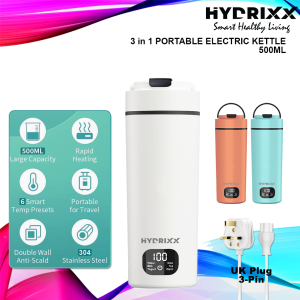 Hydrixx Stainless Steel Portable Smart Electric Kettle Fast Boiling Water Bottle 500ML