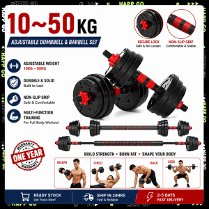 10-50KG PVC Dumbbell Barbell Weights Set Adjustable Home Gym Equipment Free Gloves For Men Women