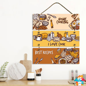 Runabee Hiasan Dinding Gantung Dapur Home Cooking 3 Susun Wall Decor Pajangan Kayu Rumah