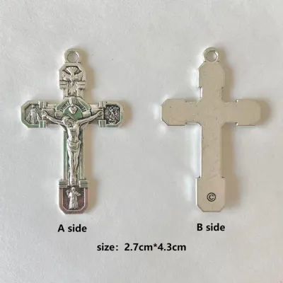 Vintage DIY Rosary Making Kit - 10pcs/lot with Cross & Virgin Mary Connector Charms Catholic Necklace Craft Supplies