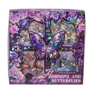 100 Sheets Bướm và Hoa Sticker Hình dán trang trí Scrapbook Decal miếng dán laptop Cho Máy Tính Xách Tay Scrapbooking