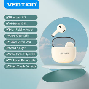 Vention Elf E07 Wireless Earphone Bluetooth 5.3 Earbuds with AI-Based ENC Earphone High Fidelity Audio Headset with Mic Support Call Video Touch Control True Wireless Earphone