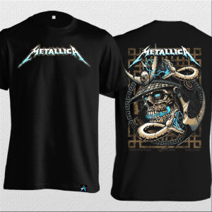 Kaos Metallica Gambar Samurai Ular YL-181 Baju Warna Hitam Cotton Combed 24s
