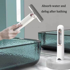 Luckin Mart Self-Squeeze Mini Mop Portable Strong Absorbent Self Wringing Sponge Mop for Tableware Desktop Glass Wet and Dry Use Lazy Hand Wash-Free Squeeze Mop Cleaner for Bathroom Kitchen