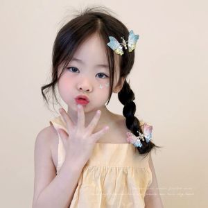 ASRV Childrens Moving Butterfly Barrettes Little Girl Rhinestone Hairpin High-End Side Cute Hair Accessories Small Clip Headwear