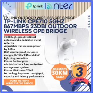 TP-LINK Tplink Network Wireless Bridge 30KM Transmission IP65 Outdoor Weatherproof CPE 5GHz 867Mbps 23dBi PoE CPE710