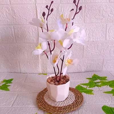 Bunga Anggrek- bunga Imitasi artificial plastik / Anggrek Latax set pot plastik