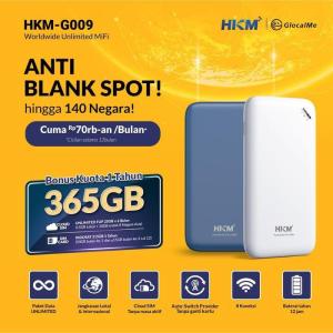Modem Wifi 4G Glocalme HKM G009 Unlimited World Wide Roaming 6Bln + Indosat 215GB 1thn