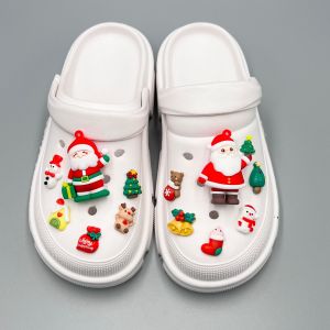 12Pcs/Set Santa Claus Crocs Jibbitz Charms Shoe Accessories DIY Cartoon Cute Decoration Detachable Cartoon Christmas Shoe Flower for Crocs