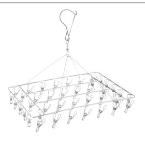 ที่หนีบผ้า พวงหนีบผ้าสแตนเลส ไม้หนีบผ้า ราวหนีบผ้าสแตนเลส แบบเหลี่ยมมี 40 ตัว หนีบ