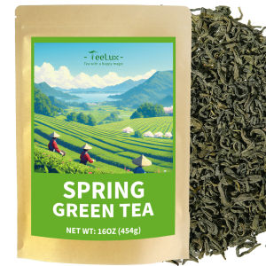 TeeLux Green Tea Loose leaf Premium Early Spring Green Tea Brisk & Fresh & Refreshing Taste 16oz