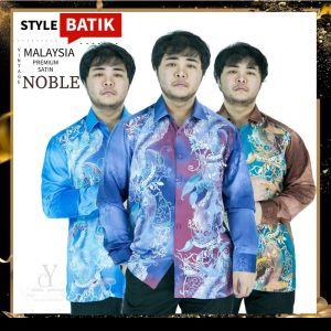 Cy Cy1005 Kemeja Batik Lelaki Malaysia Vintage Satin/Batik Shirt/Formal Wear/Wrinkle Free/Long Sleeve/Lengan Panjang