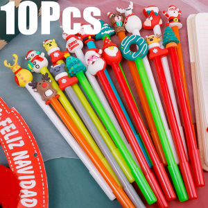 【On Sale】10Pcs สำนักงานโรงเรียนปากกาธีมการ์ตูนน่ารักสำหรับเทศกาลคริสต์มาสขนาด0.5มม. หมึกดำปากกาหมึกเจล