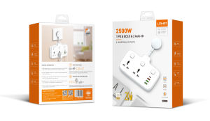 LDNIO SC2413 Universal UK Outlet 2 Auto-ID + 4 Port USB 20W PD & QC3.0 Power Socket (WHITE)