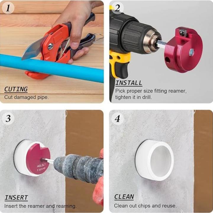 Oldmoom Reamer Kit for Pipe Fitting,PVC Pipe Reamer Kit - 6 Pieces PVC