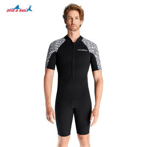 DIVE&SAIL Warm Diving Suit Men Short-sleeved 3MM Wetsuit Large Size Snorkeling Swimming Surf Suit