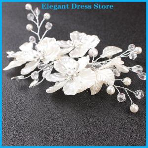 [K&P Elegant]👗👗 Cô dâu pha lê ngọc trai hoa tóc Clip trang sức tóc cưới phụ kiện tóc sang trọng