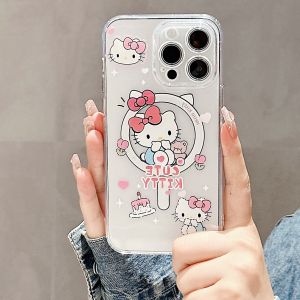 IPH 11 12 13 14 15 Pro Max Cute Cartoon Magnetic Wireless Charging Melody Kuromi Transparent Soft Stand Case 手机壳
