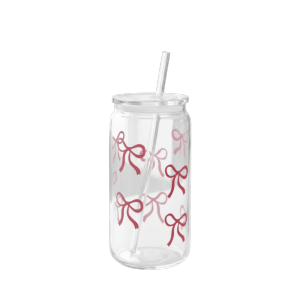 MZRTNZ Large Capacity Bow Cup With Lids Transparent Clear Straw Cup Cute Plastic Milk Tea Cup Iced Coffee