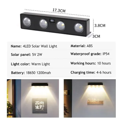 【Malaysia Stock】LED Outdoor Solar Wall Lights Lampu Waterproof Automatic Sensor Up and Down Lighting Fence Warm Light