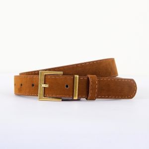 K9SEQ Faux Suede Waist Belt Simple Square Alloy Pin Buckle Suede Leather Belt Retro Matte Versatile Waist Belt For Women