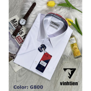 Áo Sơ Mi Nam Ngắn Tay Dáng Suông Vĩnh Tiến Màu Trắng