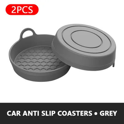 SEAMETAL 2Pcs Car Coaster Water Cup Holder Silicone Non-slip Drink Cup Mat Waterproof And Heat Insulation Car Cup Mat