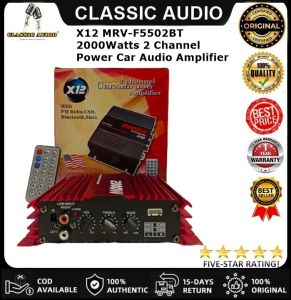 X12 MRV-F5502BT 2000 Watts 2 Channel Power Car Audio Amplifier with FM Radio USB and Bluetooth Input CLASSIC AUDIO | (ORIGINAL)