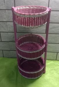 Keranjang Bumbu Susun Multifungsi Rotan Sintetis Warna-Warni - Tempat Bawang/Telur/Keranjang Rotan Sintetis