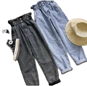 Boyfriend Jeans Karet Pinggang Jumbo Highwaist Big Size 27-42