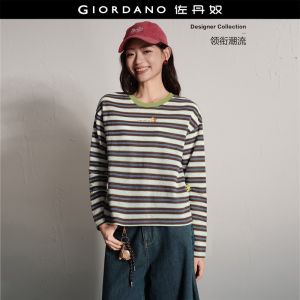 Giordano Women Tom & Jerry print long sleeve striped tee Free Shipping 18326826