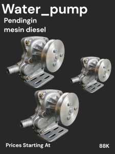 POMPA AIR DIESEL GMB WATER COOLING POMPA KEONG SIRKULASI UNTUK MESIN DONGFENG & CHANGFA TANPA RADIATOR BAHAN ALUMUNIUM TEBAL DIAMETER 1/2 INCH SELANG 21MM SILVER