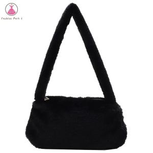 【NEW】Retro Animal Pattern Underarm Bag Women Mini Plush Shoulder Handbags Purse