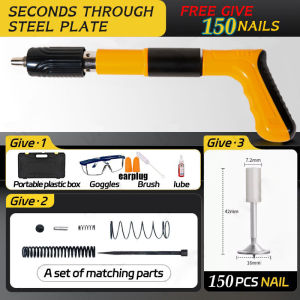 【Free 50-220Nails】GIFT NailGun Power Tool Manual Steel NailsGun TuftingGun RivetGun Nail PunchGun Wall Nail Cordless Nailgun Tacker Heavy Duty Set Riveter Tacker Concrete For Wood Wall Anchor Wire Fastening Pipe Clamp Round Cap Household Fastener